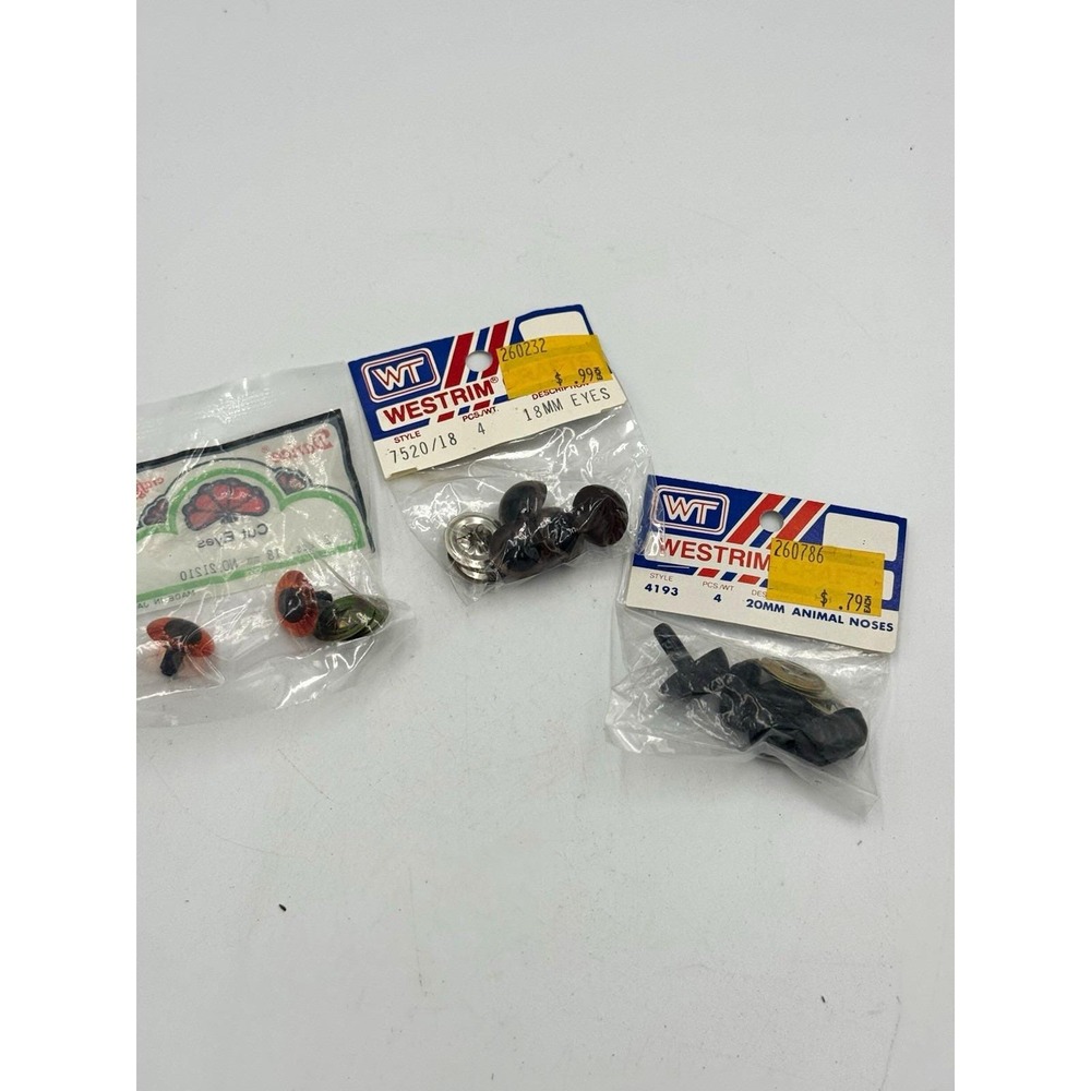 Vintage New Westrim Black Plastic 18mm Doll Eyes & 20mm Animal Noses Lot